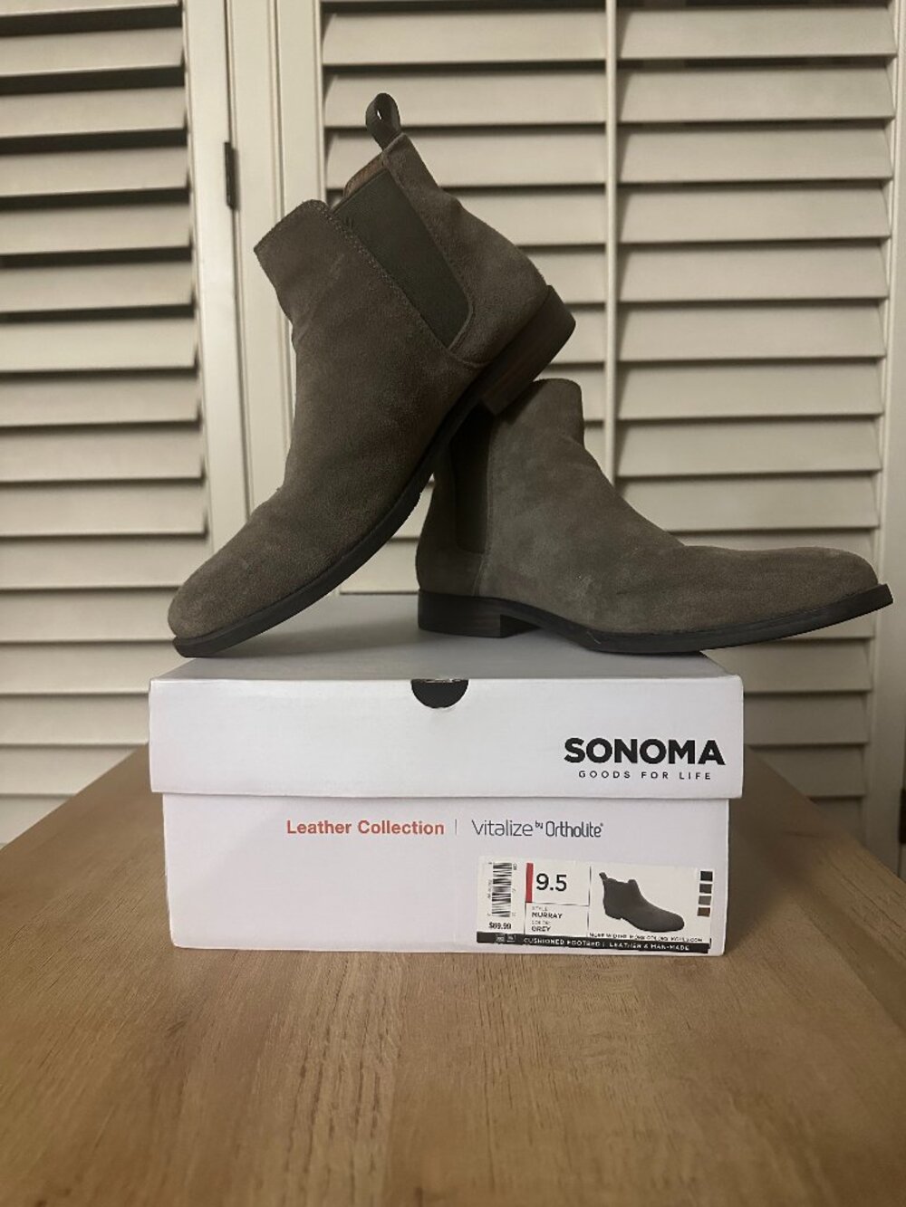 American Style Chelsea Ankle Boots Suede Leather Mens Size 9.5 Gray